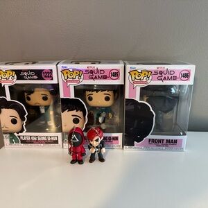 LOT OF 3 Squid Game Funko Pop Vinyl Figures & Keychains Set